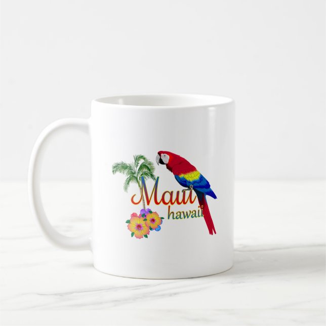 Maui Hawaii tropisk öpapegoja Kaffemugg (Vänster)