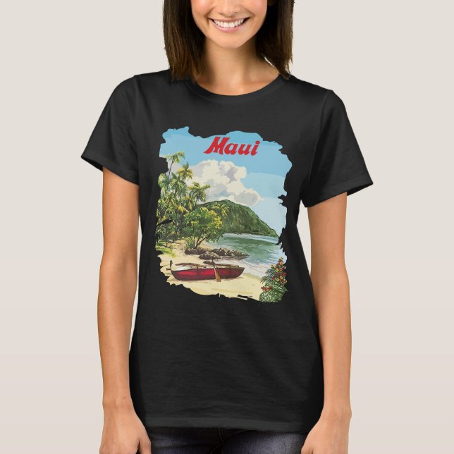 Maui Hawaii Tropisk Strand Grön Resa T Shirt (Framsida)