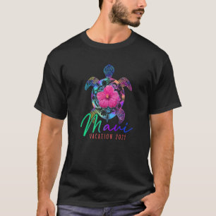 Maui Hawaii Vacation 2022 Sea Turtle Flower Tropik T Shirt
