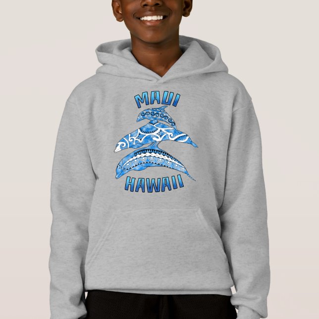 Maui Hawaii Vacation Tribal Dolphins T Shirt (Framsida)