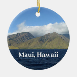 Maui Hawaii Vackra Berg Ocean Julgransprydnad Keramik