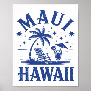Maui Hawaii Vintage Surf Strand Surfing 70-talet R Poster