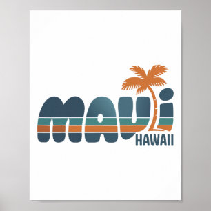 Maui Hawaii Vintage Surf Strand Surfing 70-talet R Poster