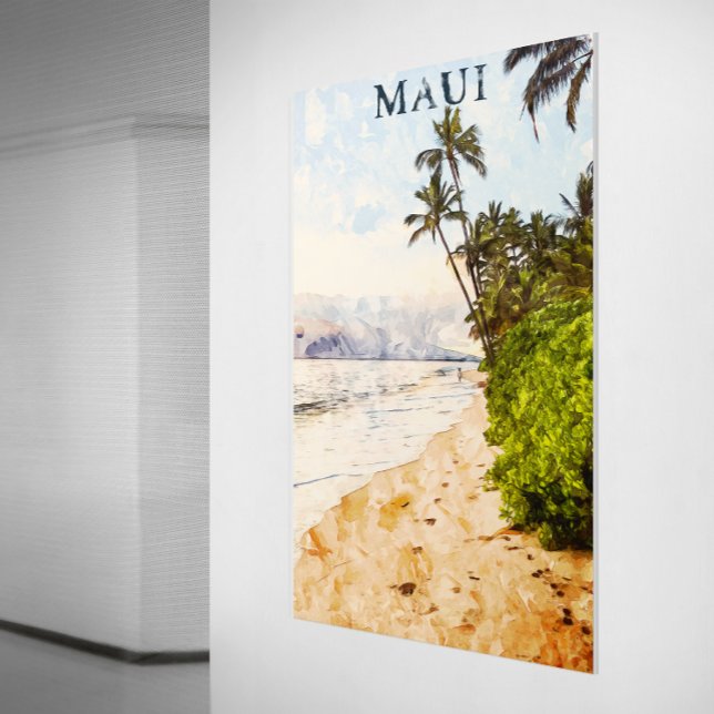 Maui Hawaii Watercolor Illustration-resa Poster (maui hawaii watercolor drawing)