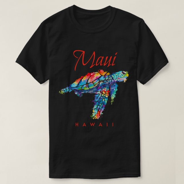 Maui Hawaii Watercolor Sea Turtle T Shirt (Design framsida)