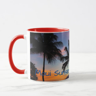 Maui Hawaiian Sunset Handflatan Träd Mugg