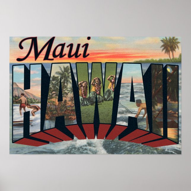 Maui, HawaiiLarge Brev ScenesMaui, HI Poster (Framsidan)