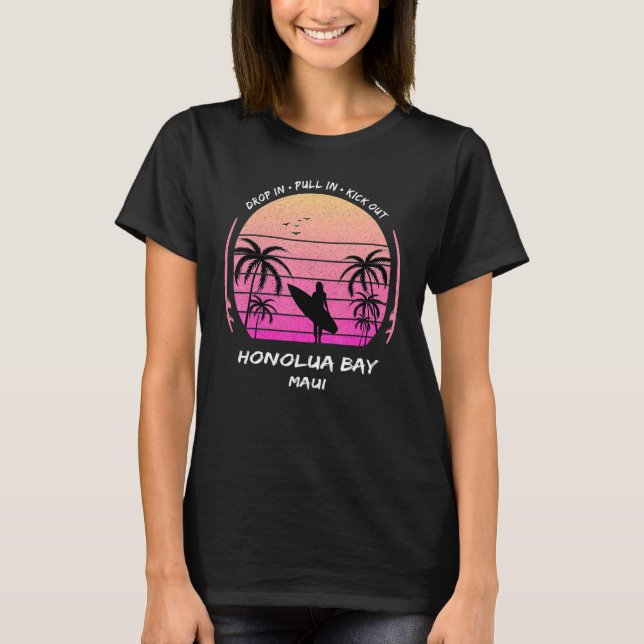 Maui Honolua Bay Drop pull Kick Surfa Handflatan A T Shirt (Framsida)