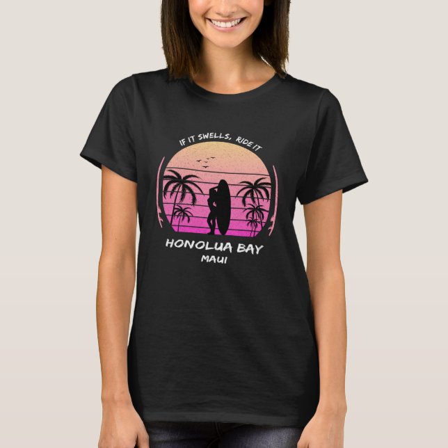 Maui Honolua Bay Surf Palms Hawaii Waikiki Sea Sou T Shirt (Framsida)