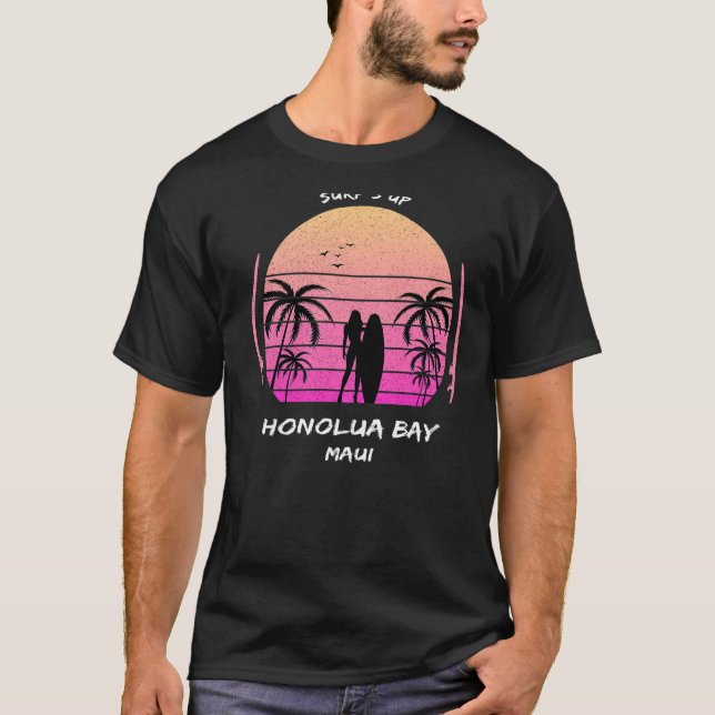 Maui Honolua Bay-Surfan är uppe i Handflatan Aloha T Shirt (Framsida)
