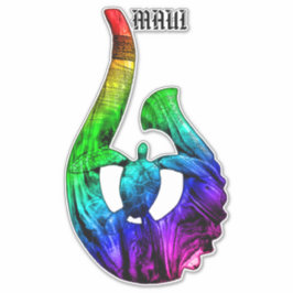 Maui Honu Tribal Krok Neon Rainbow Klistermärken