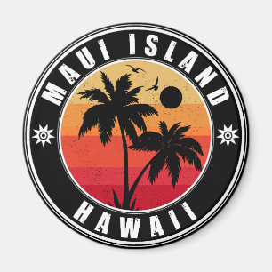 Maui Island Hawaii Retro Handflatan Träd 60-tal So Magnet