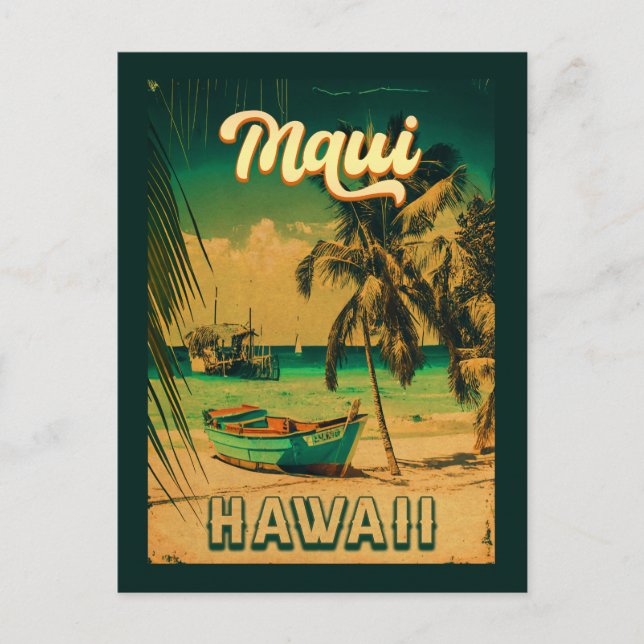 Maui Island Hawaii Retro Handflatan Träd 60-tal So Vykort (Framsida)