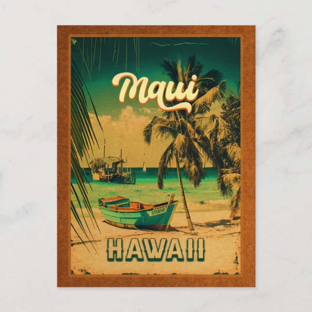 Maui Island Hawaii Retro Palmträd 60-tals souvenir Vykort (Framsida)