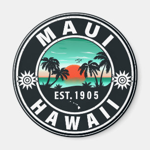 Maui Island Hawaii Retro Sunset Souvenirs 60 Magnet
