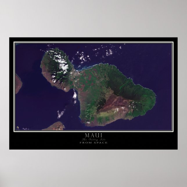 Maui Island Hawaii Satellite Poster Karta (Framsidan)