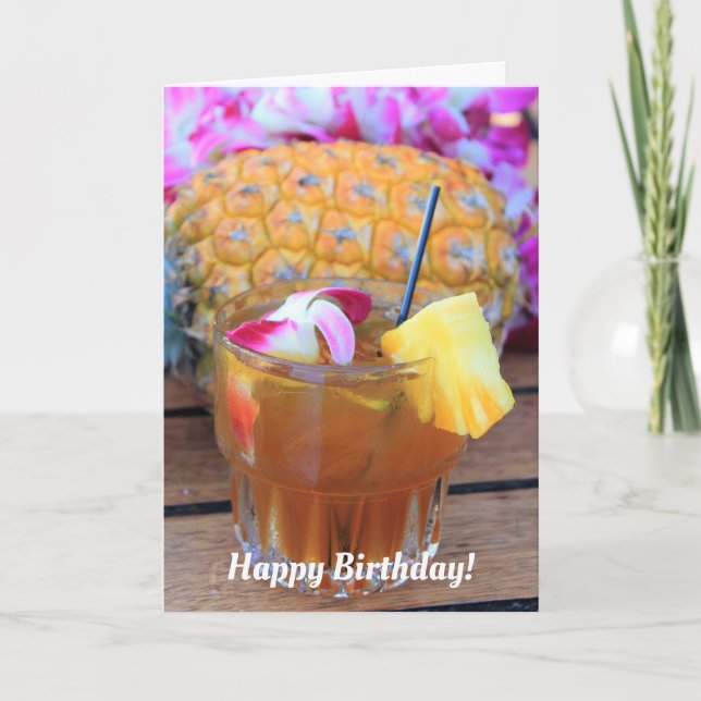 Maui Mai Tai och födelsedagsananas Kort (Framsida)