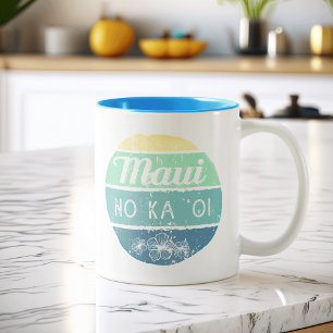 Maui No Ka Oi Vintage Typography Två-Tonad Mugg