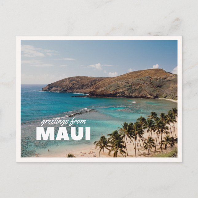 Maui Ocean Tropisk Palmträd Hawaii Hälsningar Vykort (Framsida)