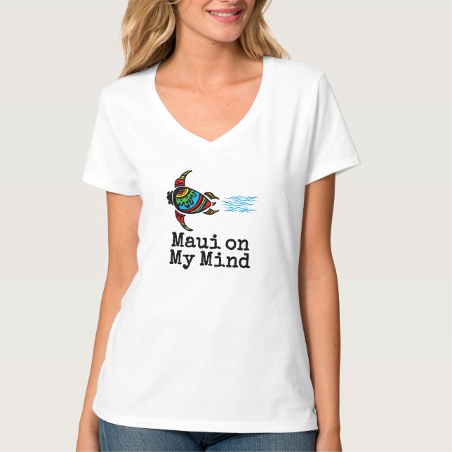 Maui on My Mind Turtle T Shirt (Framsida)