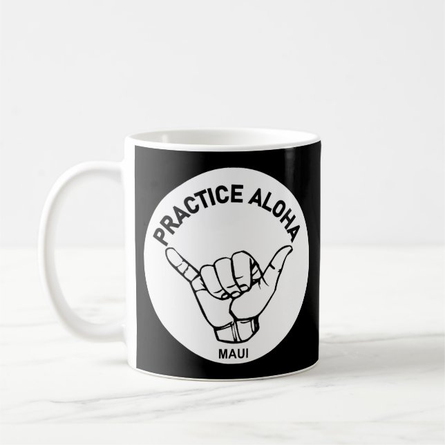 Maui - Practice Aloha Shaka (Vänta lös) Kaffemugg (Vänster)
