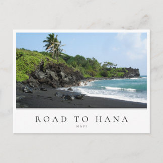 Maui Road till Hana Black sand strand, Hawaii Vykort
