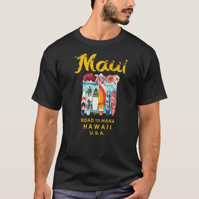 Maui Road to Hana Surfing Hawaiian T Shirt (Framsida)