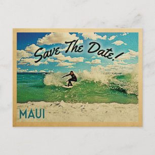 Maui sparar datumet för Hawaii Surfing Meddelande Vykort