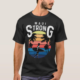 Maui Strong Retro Sunset Surfer Support T Shirt
