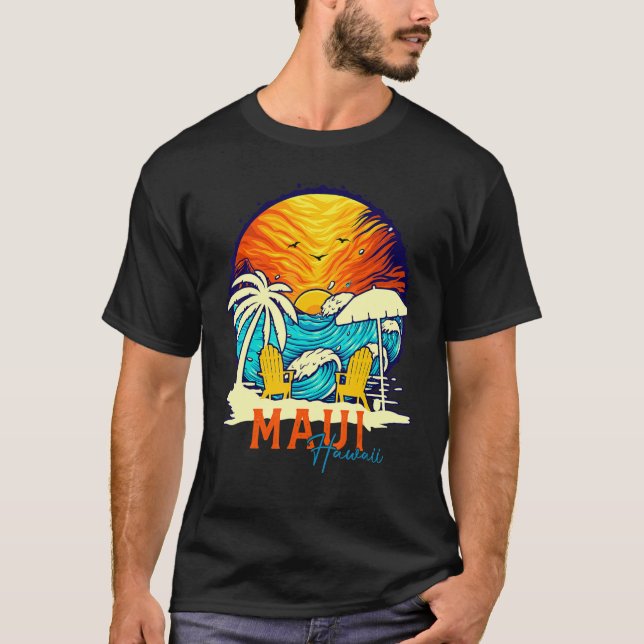 Maui Sunset Beach Hawaiian Vacation Par Family T Shirt (Framsida)