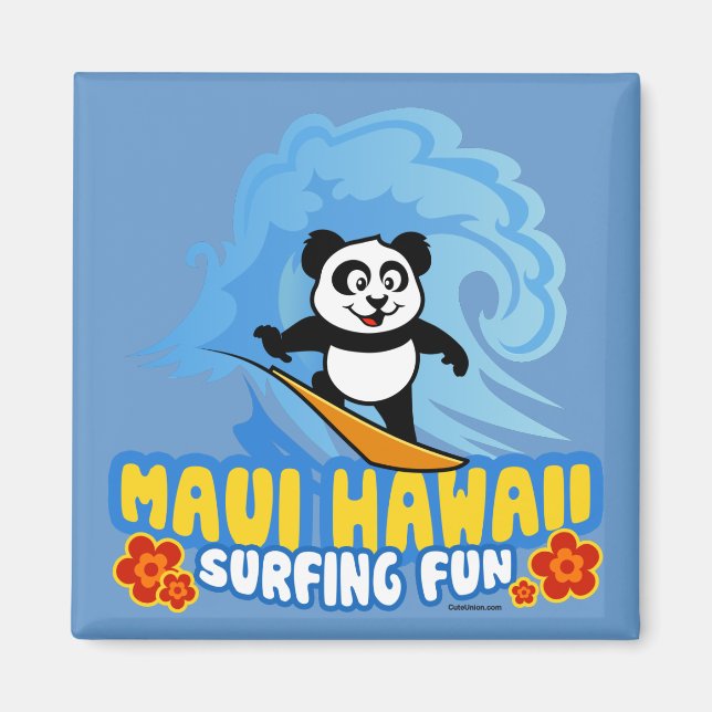 Maui Surfing Panda Magnet (Framsidan)