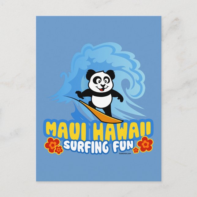 Maui Surfing Panda Vykort (Framsida)