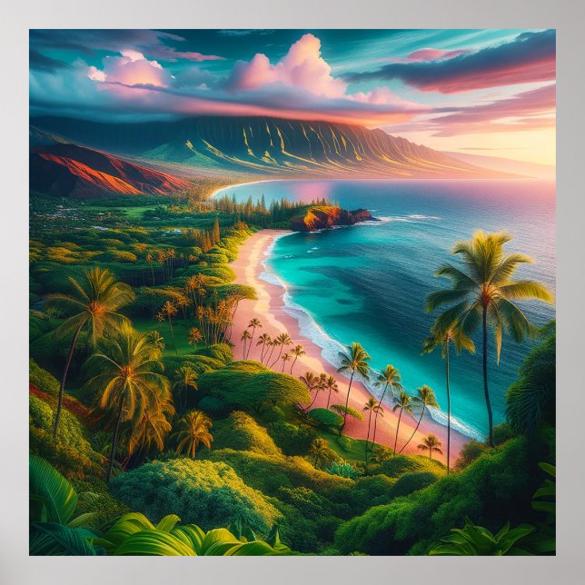 Maui Tropical Hawaiian Island Paradise Poster (Framsidan)