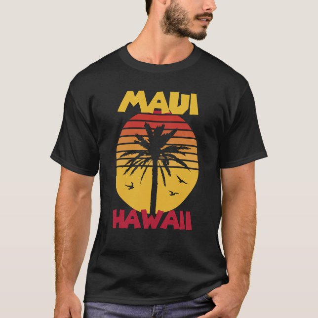 Maui Vacation Hawaii Handflatan träd Beach Ocean S T Shirt (Framsida)