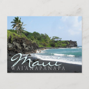 Maui Wai'anapanapa Black Sand Text vycard Vykort