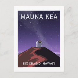 Mauna Kea Observatory Starry Sky Retro Poster  Vykort