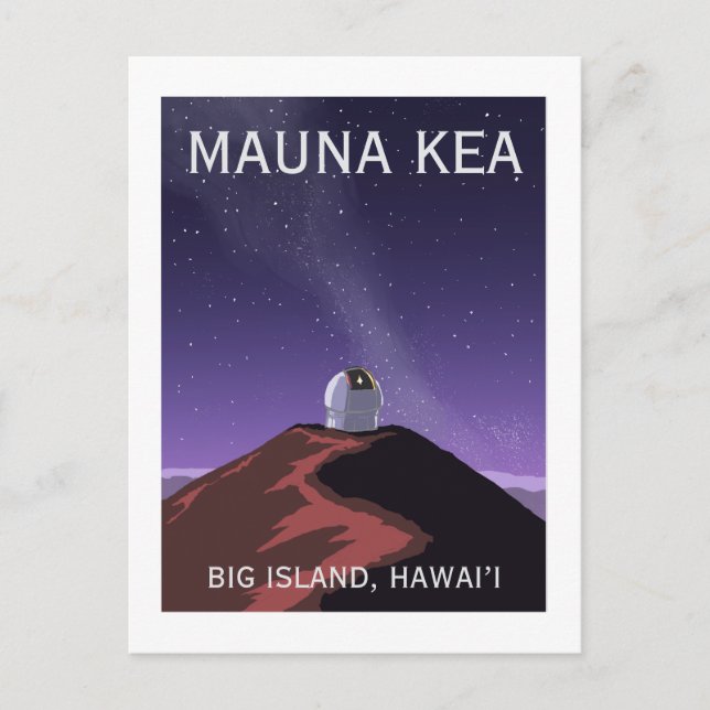 Mauna Kea Observatory Starry Sky Retro Poster  Vykort (Framsida)