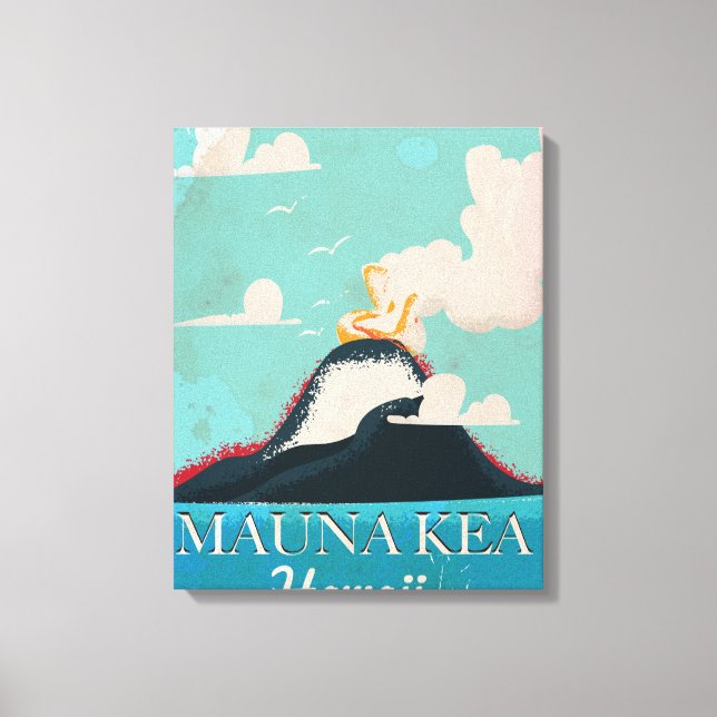 mauna kea vulkan vintage Hawaii reseaffisch Canvastryck (Framsida)
