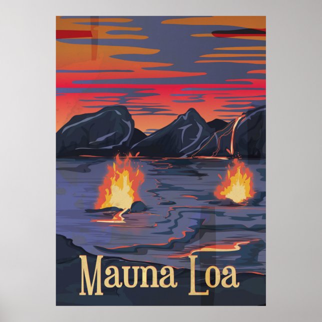 Mauna Loa vulkan reseraffisch Poster (Framsidan)