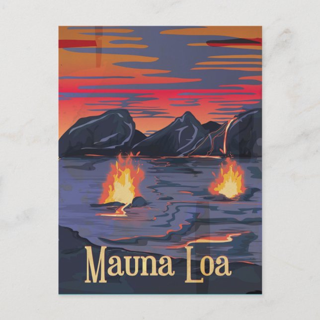Mauna Loa vulkan reseraffisch Vykort (Framsida)