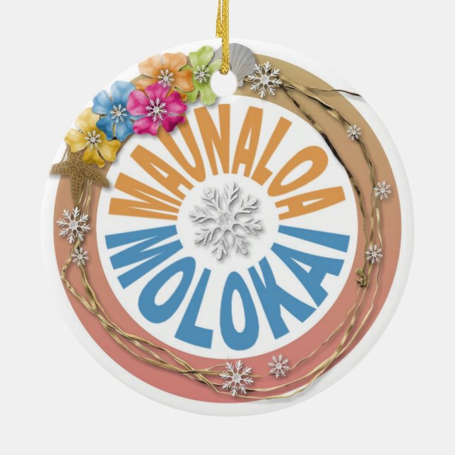 Maunaloa Molokai Hawaii hibiscus helgdag ornament (Baksidan)