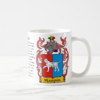 Maupin, ursprung, det menande och vapenskölden kaffemugg