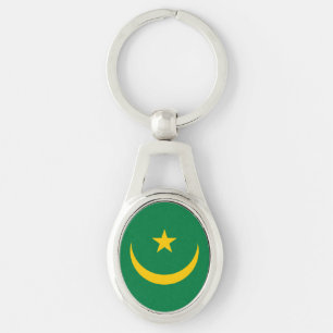 Mauretanias gamla flagga ovalt silverfärgad nyckelring