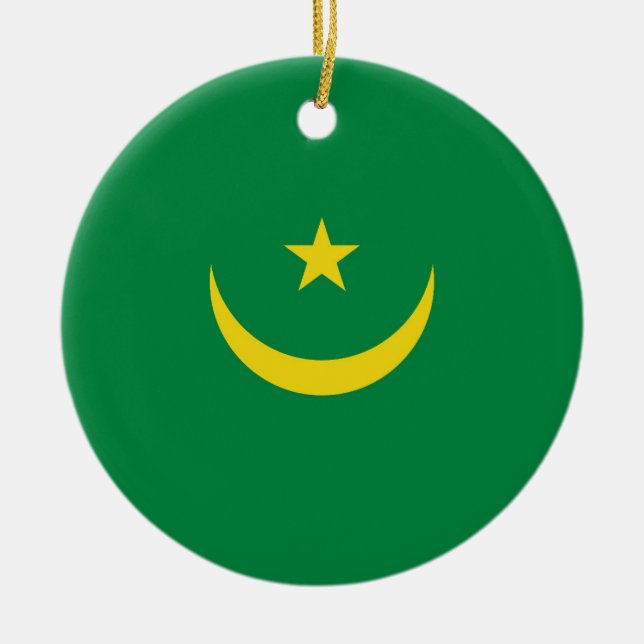 Mauretanien-flagga Julgransprydnad Keramik (Framsidan)