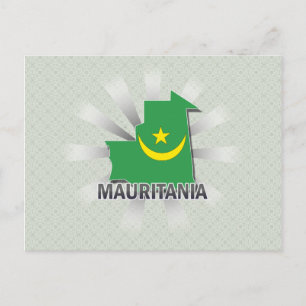 Mauretanien Flagga Karta 2.0 Vykort