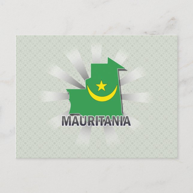 Mauretanien Flagga Karta 2.0 Vykort (Framsida)