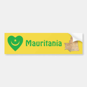 Mauretanien flaggahjärta + Kartabildekal Bildekal