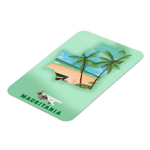 Mauretanien illustrerade reseaffischen i karta magnet