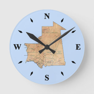 Mauretanien Karta Clock Rund Klocka
