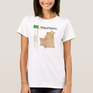 Mauretanien Karta + Flagga + Titel T-Shirt